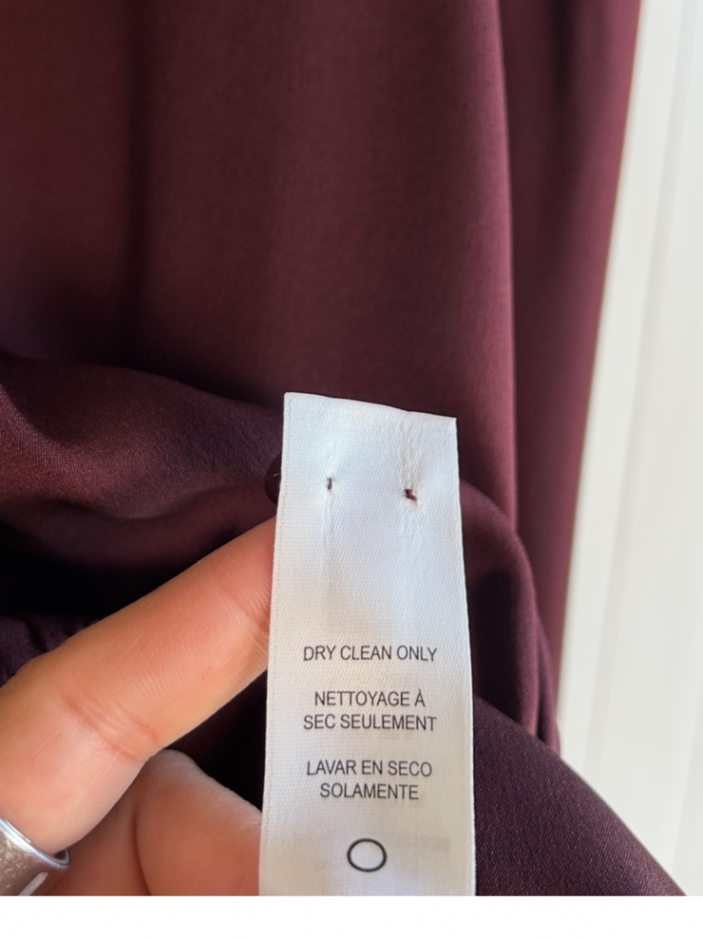Frame size L long sleeve keyhole blouse 100% silk burgundy smocked high neck - Picture 12 of 12